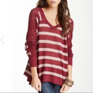 Free People Fluffy Lou Crochet Sleeve sweater